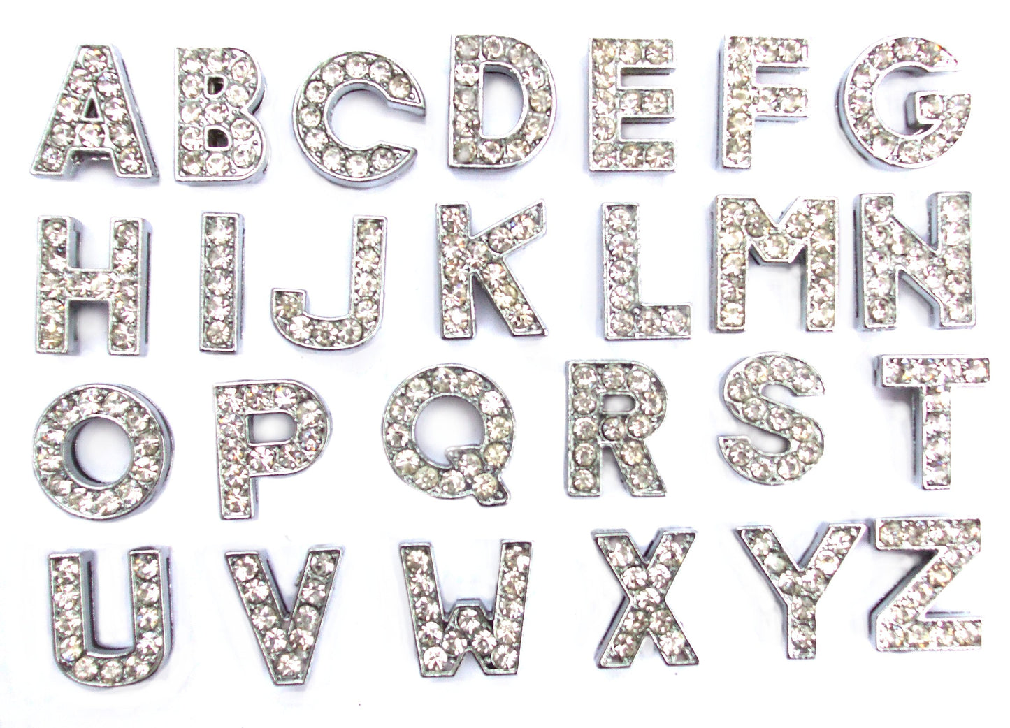 A-Z Crystal Slider Letters 10mm - Silver