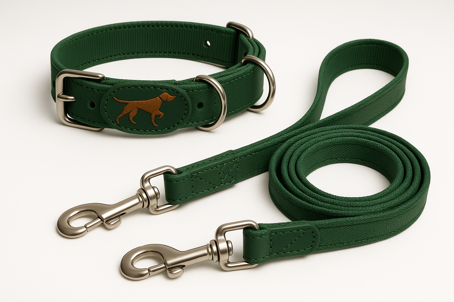 GREEN HUNTING DOG COLLER LEASH