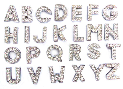 A-Z Crystal Slider Letters 10mm - Silver