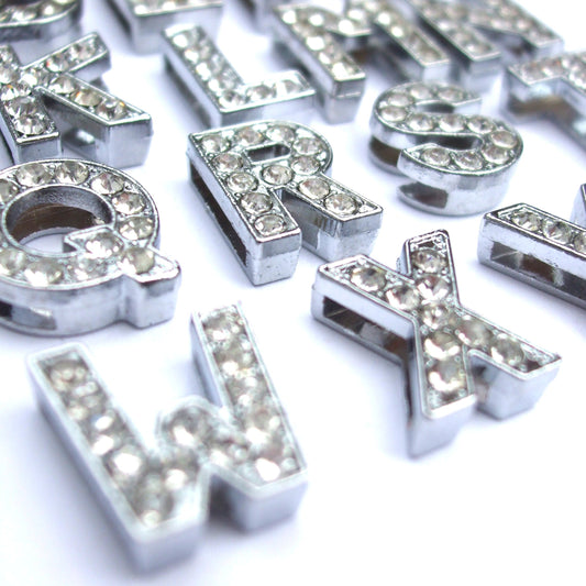 A-Z Crystal Slider Letters 10mm - Silver